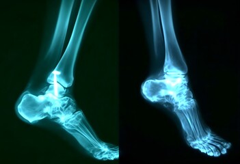 Medical X-Ray Images of Human Ankle and Foot: Detailed Bone Structure Visualization for Orthopedic Diagnosis and Treatment