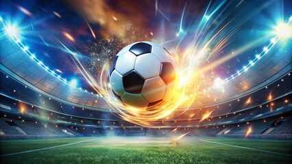 Fototapeta premium Soccer Energy: Dynamic Stadium Action, Passionate Game