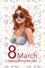 Womens Day Poster. Set of Trendy Posters for 8 March. Fashion graphics. Lady Boss Womens Day Greeting Cards. Women Day background Templates with Fashion Art.