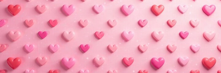 Fototapeta premium Pastel pink heart repeat pattern Valentine's Day background , card, hand-drawn