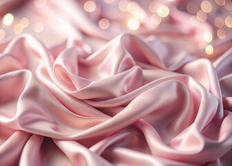 Obraz premium Soft Pink Wrinkled Fabric Texture - Wide Background Image