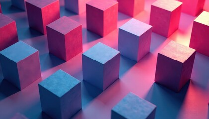 Obraz premium Interlocking cubes cast stark shadows, forming a grid , simple background, shadow play, geometric