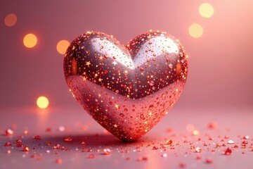Obraz premium Abstract rose gold heart, shimmering Christmas/Valentine's design, abstract, rose gold texture