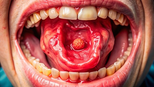 Sore Throat, Tonsillitis Inflammation: Close-up Medical Stock Photo