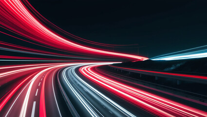 car lights on the road.  their headlights and taillights creating streaks of light against the dark cityscape.