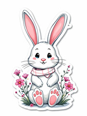Obraz premium Easter bunny with eggs sticker