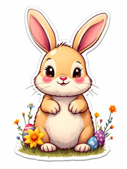 Easter bunny with eggs sticker