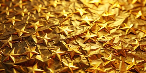 Sparkling Golden Foil Stars Background - Festive Metallic Texture