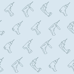 Outline Collection of Drill Vector Seamless Pattern illustration Design