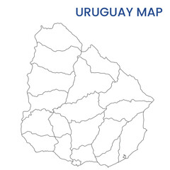 High detailed map of Uruguay . Outline map of Uruguay . South America