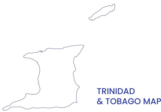 High detailed map of Trinidad and Tobago. Outline map of Trinidad and Tobago. South America
