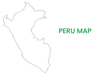 High detailed map of Peru. Outline map of Peru. South America