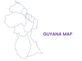 High detailed map of Guyana. Outline map of Guyana. South America
