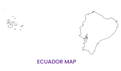 High detailed map of Ecuador. Outline map of Ecuador. South America
