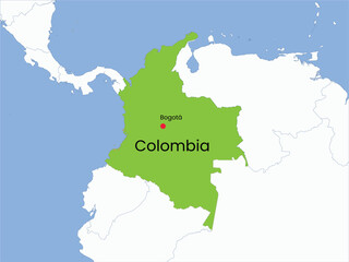 High detailed map of Colombia. Outline map of Colombia. South America