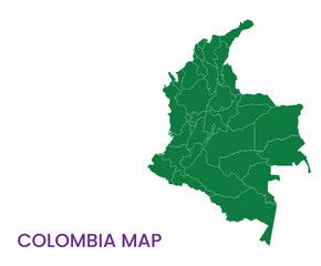 High detailed map of Colombia. Outline map of Colombia. South America
