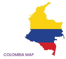 High detailed map of Colombia. Outline map of Colombia. South America