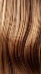 Naklejka premium Beautiful flowing caramel blonde hair exhibiting smooth waves under soft lighting, showcasing natural shine and texture