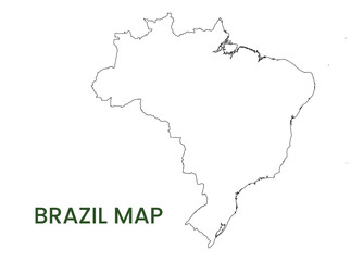 High detailed map of Brazil. Outline map of Brazil. South America