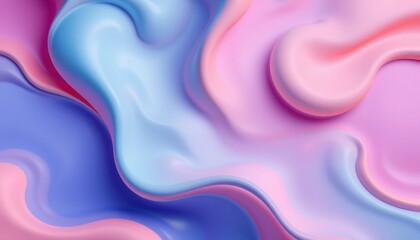 Obraz premium Abstract Pastel Pink Blue Swirling Fluid Design