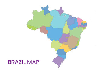 High detailed map of Brazil. Outline map of Brazil. South America