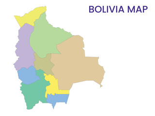 High detailed map of Bolivia. Outline map of Bolivia. South America