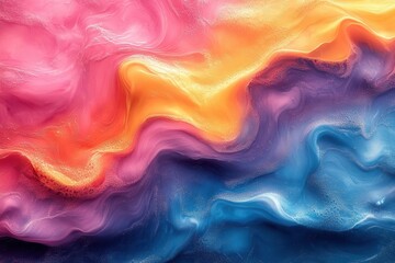 Obraz premium abstract illustration of vibrant colored liquid swirling and floating in trendy hues of pink orange blue and violet creating a stunning visual display of fluidity