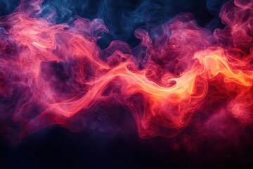 Obraz premium abstract red smoke swirling on a deep black background creating a dramatic and mystical atmosphere filled with rich hues and textural depth evoking intrigue and emotion