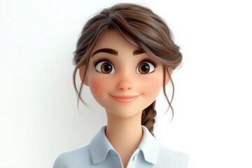 adorable 3d cartoon female teacher character with a bright smile ready to inspire students set against a clean white background embodying warmth and friendliness in education