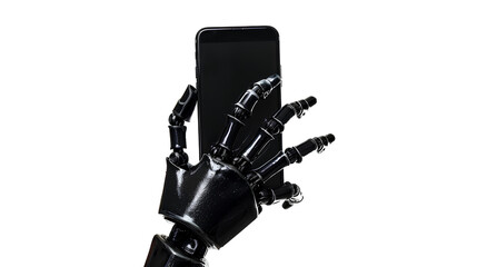 Fototapeta premium Robot hand holding a cell phone
