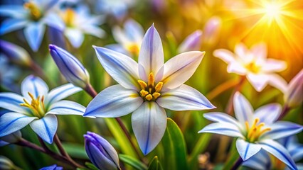 Fototapeta premium Spring Starflower Macro Photography: Delicate Ipheion Uniflorum Blossom Close-Up