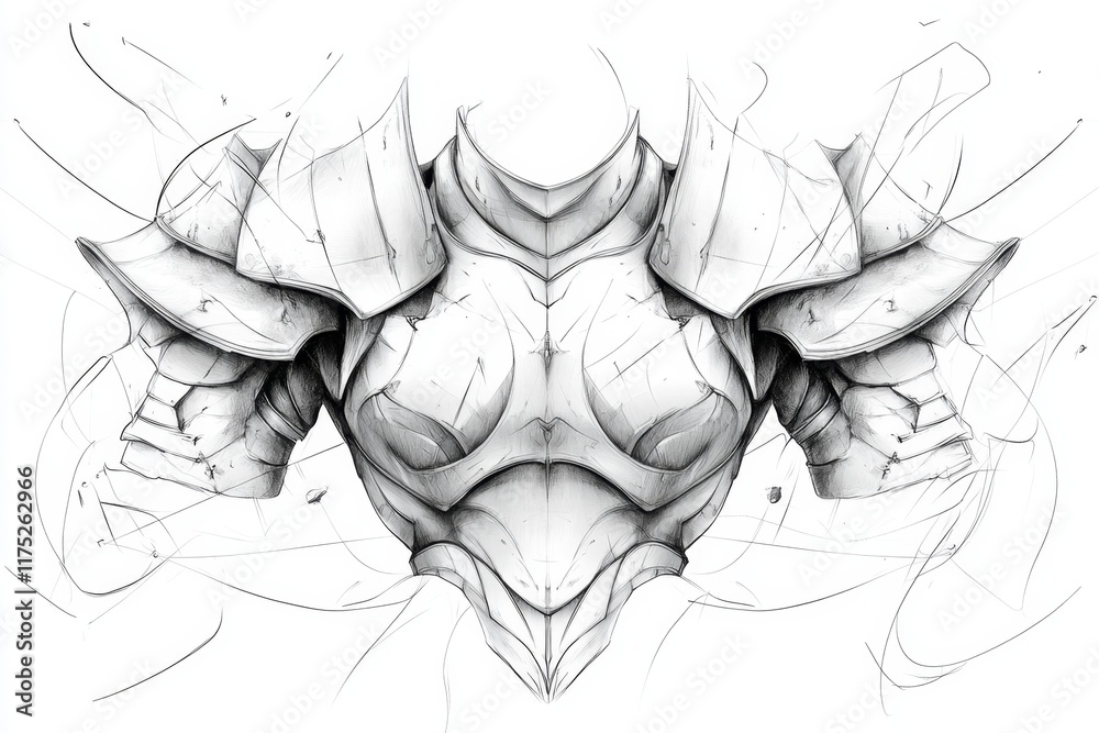 Fototapete A clean design of a knight armor chest piece, drawn with smooth lines and a simple gradient effect