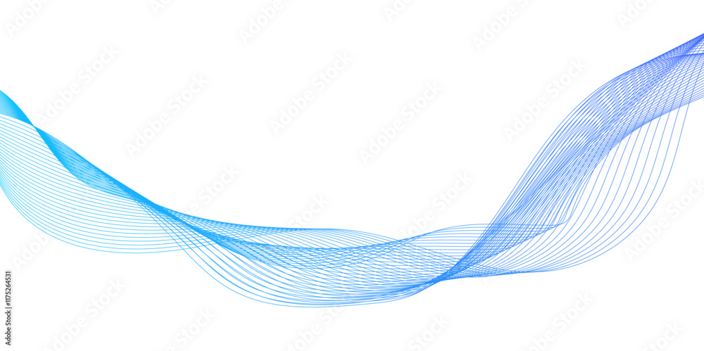 Wall mural abstract wave element for background design, abstract vector blue wave lines on white background, te