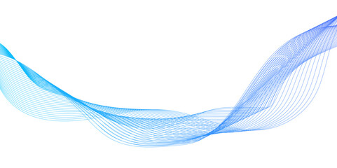 Abstract wave element for  background design,  Abstract vector blue wave lines on white background, technology flow tech transparent line stripe energy connection web music and sound.