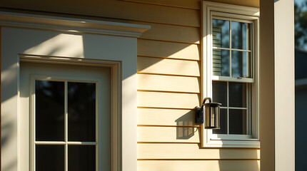 Fototapeta premium Exterior of House with Door and Window