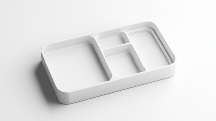 White minimalist bento box with three sections on white background, perfect for Hanami and Cherry Blossom Festival themes
