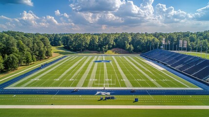 Obraz premium Aerial View Of A Football Stadium On A Sunny Day