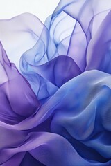 Obraz premium Colorful fabric drapes flowing in soft waves of blue and purple tones