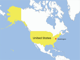 High detailed map of United States. Outline map of United States. North America