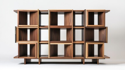 Modern Wooden Shelving Unit with Open Compartments Featuring Clean Lines and Minimalist Design, Perfect for Contemporary Interior Spaces and Storage Solutions