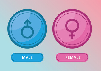 Rounded esign male female symbols