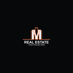 letter m logo icon for building, town, or real estate with creative illustration