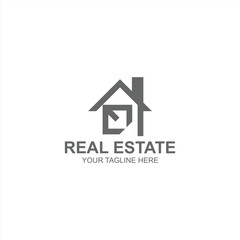 letter e logo icon for home, real estate, or building with creative illustration
