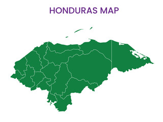 High detailed map of Honduras. Outline map of Honduras. North America