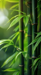 绿意竹林翠绿竹叶清新宁静自然背景