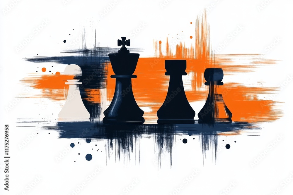 Poster A simple 2D depiction of a knight chess piece with a clean outline and vibrant shading on a white canvas