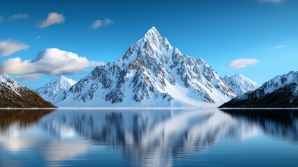 Majestic snow-capped mountain reflection serene lake nature landscape photography tranquil environment panoramic view natural beauty