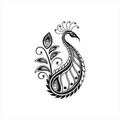 Mehndi flower pattern for Henna drawing and tattoo. Decoration in ethnic oriental, Indian style. Doodle ornament. Outline hand draw vector illustration.