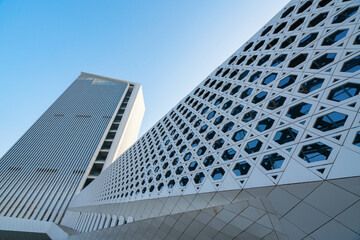 Close up of the Geometric Structure of Modern Architecture in Sports Centers