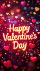 Celebrate love! Happy Valentine Day sparkling display of hearts and warm wishes